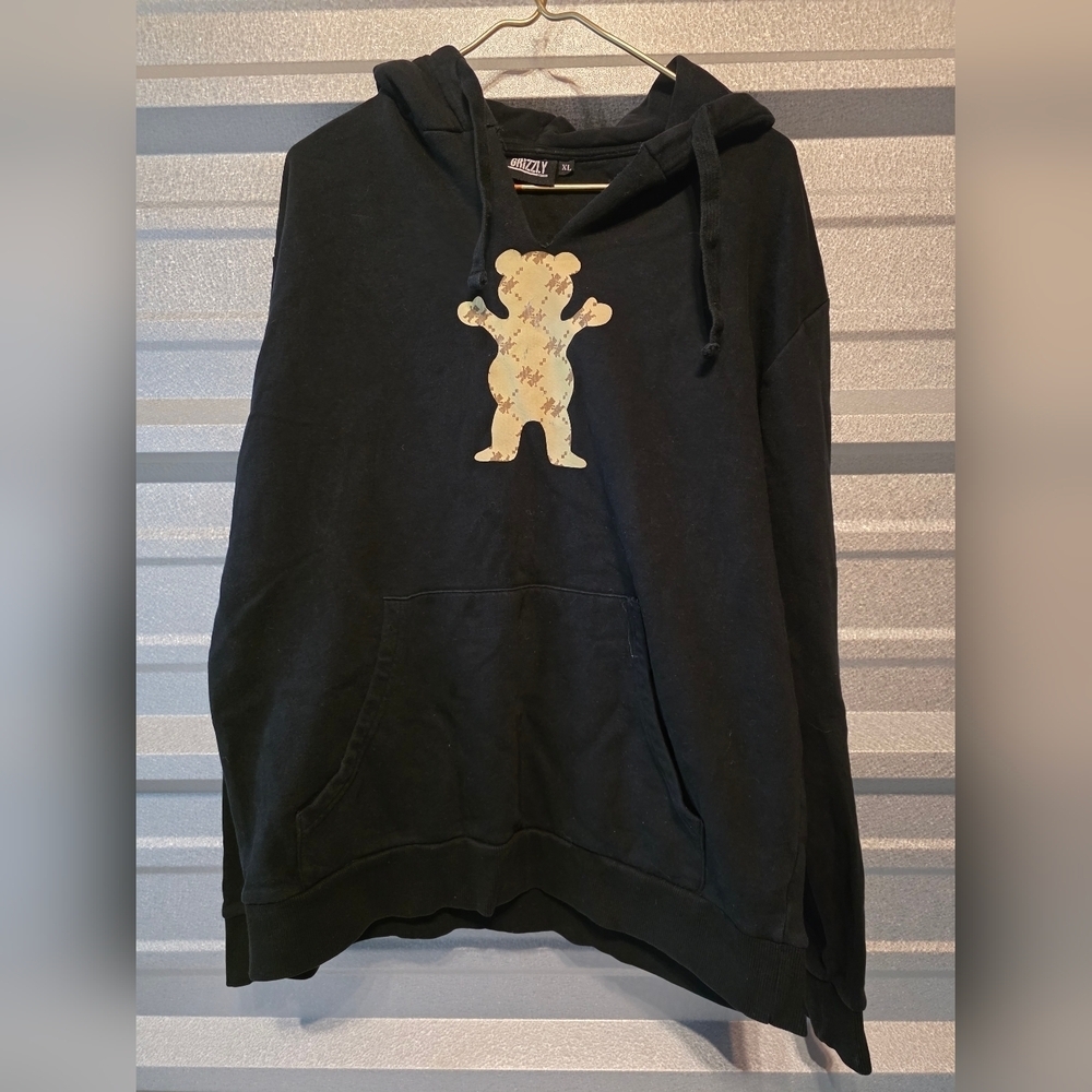 Black Hoodie with Bear Design
